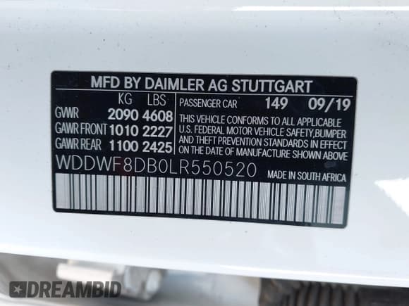 ✅ 2020 Mercedes-Benz C 300 • VIN: WDDWF8DB0LR550520 • Лот: 41337632. Опубликован ранее на IAAI с пробегом 65 908 миль. Бесплатный доступ к архиву аукционных продаж из США и подробный отчёт об истории автомобиля на DreamBid. Изображение 9.