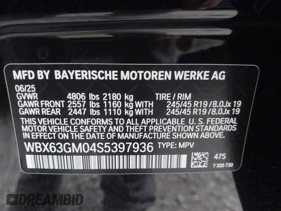 ✅ 2025 BMW X2 xDrive28i • VIN: WBX63GM04S5397936 • Lot: 43612455. Listed on IAAI with 1,439 mi. Free auction sales archive from the USA and detailed vehicle history report at DreamBid. Image 9.