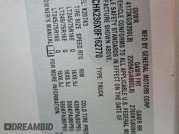 ✅ 2008 Chevrolet Silverado 2500HD LTZ • VIN: 1GCHK236X8F162770 • Лот: 90328175. Опубликован ранее на Copart с пробегом 179 990 миль. Бесплатный доступ к архиву аукционных продаж из США и подробный отчёт об истории автомобиля на DreamBid. Изображение 12.