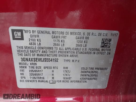 ✅ 2018 Chevrolet Equinox LT • VIN: 3GNAXSEV6JS554192 • Лот: 43395774. Опубликован ранее на IAAI с пробегом 104 353 миль. Бесплатный доступ к архиву аукционных продаж из США и подробный отчёт об истории автомобиля на DreamBid. Изображение 9.