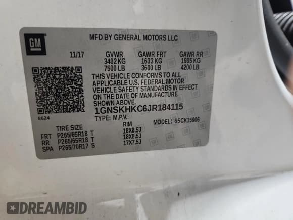 ✅ 2018 Chevrolet Suburban LT • VIN: 1GNSKHKC6JR184115 • Lot: 86071935. Wystawiony na Copart z przebiegiem 151 207 mil. Bezpłatny archiwum sprzedaży aukcyjnych z USA i szczegółowy raport historii pojazdu na DreamBid. Zdjęcie 13.