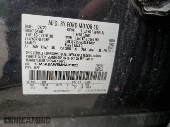 ✅ 2021 Ford Police Interceptor Utility • VIN: 1FM5K8AW5MNA01022 • Lot: 60150455. Wystawiony na Copart z przebiegiem 54 656 mil. Bezpłatny archiwum sprzedaży aukcyjnych z USA i szczegółowy raport historii pojazdu na DreamBid. Zdjęcie 14.