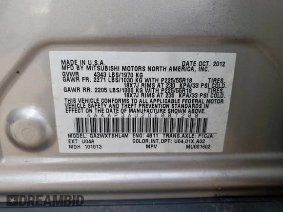 ✅ 2013 Mitsubishi Outlander ES • VIN: 4A4AP3AU2DE007200 • Lot: 81317265. Wystawiony na Copart z przebiegiem 164 036 mil. Bezpłatny archiwum sprzedaży aukcyjnych z USA i szczegółowy raport historii pojazdu na DreamBid. Zdjęcie 13.