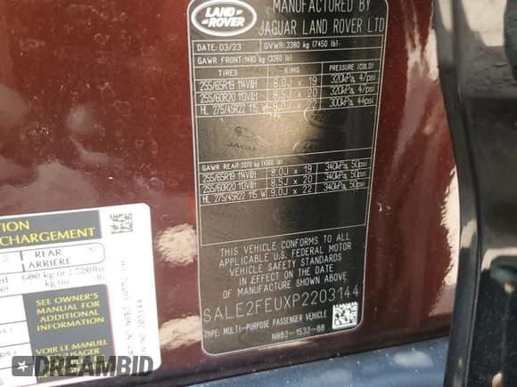 ✅ 2023 Land Rover Defender X-Dynamic SE • VIN: SALE2FEUXP2203144 • Лот: 74942574. Опубликован ранее на Copart с пробегом Не указан. Бесплатный доступ к архиву аукционных продаж из США и подробный отчёт об истории автомобиля на DreamBid. Изображение 14.