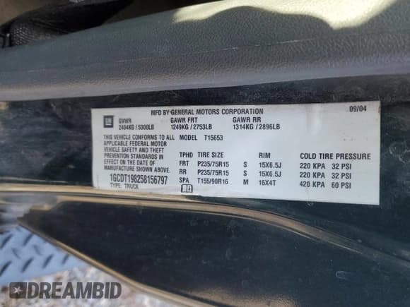 ✅ 2005 Chevrolet Colorado Z85 • VIN: 1GCDT198258156797 • Лот: 90436865. Опубликован ранее на Copart с пробегом 230 668 миль. Бесплатный доступ к архиву аукционных продаж из США и подробный отчёт об истории автомобиля на DreamBid. Изображение 12.