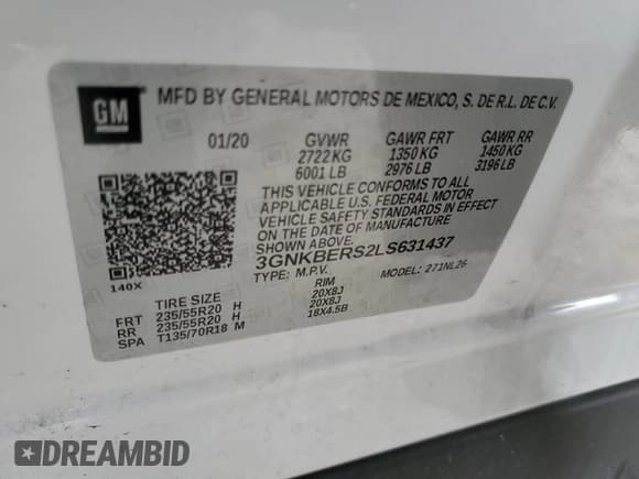 ✅ 2020 Chevrolet Blazer RS • VIN: 3GNKBERS2LS631437 • Lot: 85185324. Listed on Copart with Not provided. Free auction sales archive from the USA and detailed vehicle history report at DreamBid. Image 15.