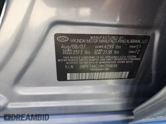 ✅ 2008 Hyundai Sonata GLS • VIN: 5NPET46C18H359698 • Лот: 80685915. Опубликован ранее на Copart с пробегом 215 332 миль. Бесплатный доступ к архиву аукционных продаж из США и подробный отчёт об истории автомобиля на DreamBid. Изображение 13.