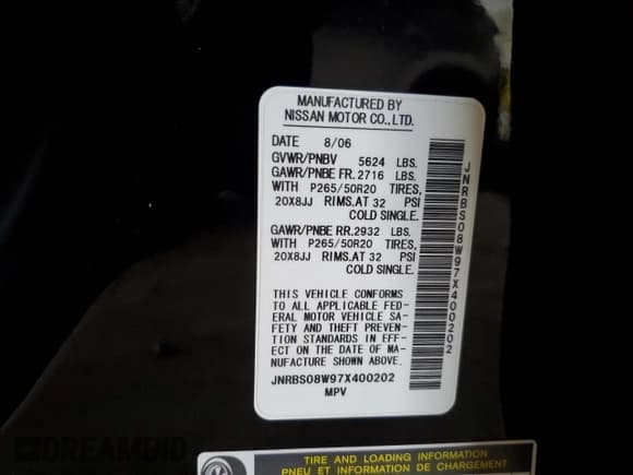 ✅ 2007 Infiniti FX • VIN: JNRBS08W97X400202 • Лот: 69317434. Опубликован ранее на Copart с пробегом 84 364 миль. Бесплатный доступ к архиву аукционных продаж из США и подробный отчёт об истории автомобиля на DreamBid. Изображение 14.