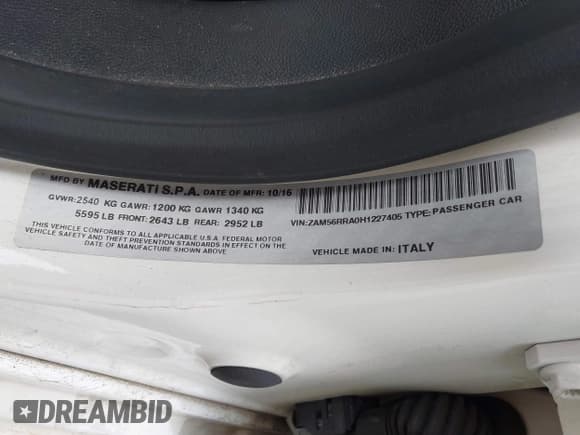 ✅ 2017 Maserati Quattroporte S Q4 • VIN: ZAM56RRA0H1227405 • Лот: 41964889. Опубликован ранее на IAAI с пробегом 37 965 миль. Бесплатный доступ к архиву аукционных продаж из США и подробный отчёт об истории автомобиля на DreamBid. Изображение 9.