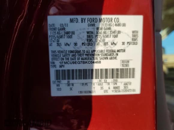 ✅ 2011 Ford Escape Limited • VIN: 1FMCU9EG7BKC04468 • Lot: 92456245. Wystawiony na Copart z przebiegiem 177 559 mil. Bezpłatny archiwum sprzedaży aukcyjnych z USA i szczegółowy raport historii pojazdu na DreamBid. Zdjęcie 14.