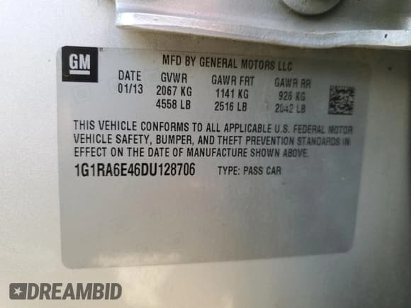 ✅ 2013 Chevrolet Volt • VIN: 1G1RA6E46DU128706 • Lot: 72854104. Wystawiony na Copart z przebiegiem 149 666 mil. Bezpłatny archiwum sprzedaży aukcyjnych z USA i szczegółowy raport historii pojazdu na DreamBid. Zdjęcie 12.