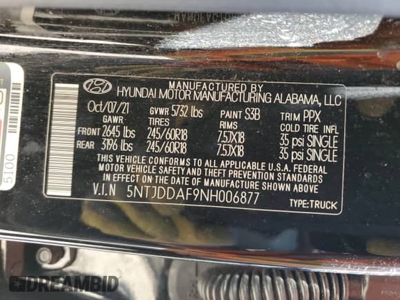 2022 Hyundai Santa Cruz SEL Premium z VIN 5NTJDDAF9NH006877, wystawiony jako Copart lot #81971004 z przebiegiem 36 585 mil mil oraz Szkoda całkowita • Salvage title. Historia ofert i sprzedaży dostępna na DreamBid. Obrazek 13.