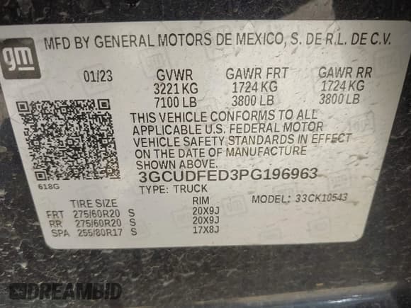 ✅ 2023 Chevrolet Silverado 1500 LT Trail Boss • VIN: 3GCUDFED3PG196963 • Lot: 42379114. Wystawiony na IAAI z przebiegiem 70 043 mil. Bezpłatny archiwum sprzedaży aukcyjnych z USA i szczegółowy raport historii pojazdu na DreamBid. Zdjęcie 9.