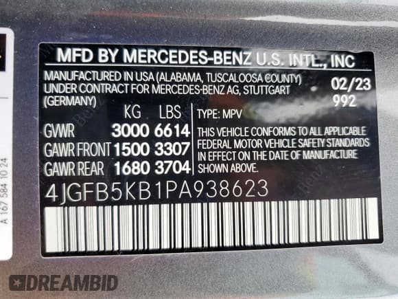 ✅ 2023 Mercedes-Benz GLE 450 • VIN: 4JGFB5KB1PA938623 • Lot: 62482115. Listed on Copart with 41,544 mi. Free auction sales archive from the USA and detailed vehicle history report at DreamBid. Image 14.