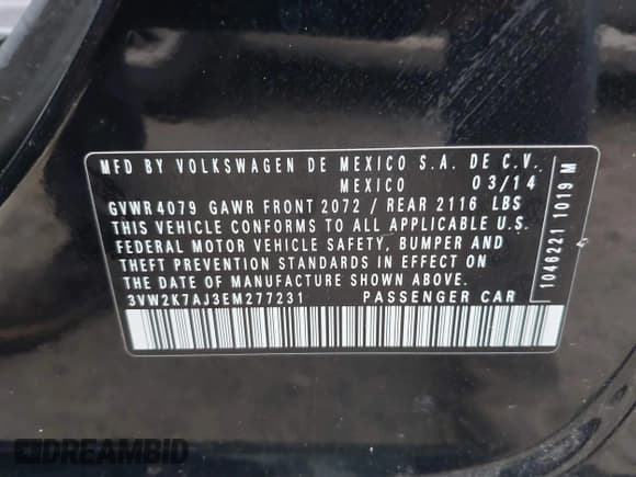 ✅ 2014 Volkswagen Jetta S • VIN: 3VW2K7AJ3EM277231 • Lot: 43783269. Wystawiony na IAAI z przebiegiem 145 506 mil. Bezpłatny archiwum sprzedaży aukcyjnych z USA i szczegółowy raport historii pojazdu na DreamBid. Zdjęcie 9.