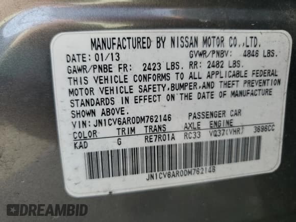 ✅ 2013 Infiniti G37 x • VIN: JN1CV6AR0DM762146 • Лот: 83949285. Опубликован ранее на Copart с пробегом Не указан. Бесплатный доступ к архиву аукционных продаж из США и подробный отчёт об истории автомобиля на DreamBid. Изображение 12.