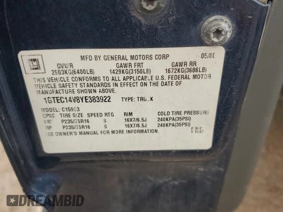 ✅ 2003 Chevrolet Silverado 1500 • VIN: 1GBHC23U73F173377 • Лот: 53089735. Опубликован ранее на Copart с пробегом 183 818 миль. Бесплатный доступ к архиву аукционных продаж из США и подробный отчёт об истории автомобиля на DreamBid. Изображение 13.