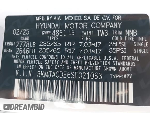 ✅ 2025 Hyundai Tucson • VIN: 3KMJACDE6SE021063 • Lot: 43507010. Wystawiony na IAAI z przebiegiem 791 mil. Bezpłatny archiwum sprzedaży aukcyjnych z USA i szczegółowy raport historii pojazdu na DreamBid. Zdjęcie 9.
