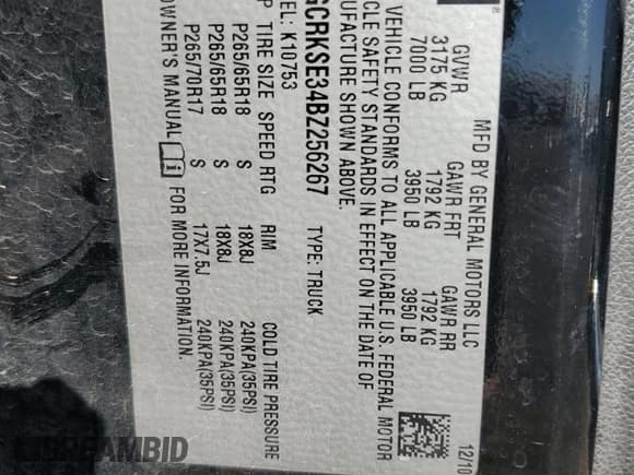 ✅ 2011 Chevrolet Silverado 1500 LT • VIN: 1GCRKSE34BZ256267 • Lot: 76383234. Listed on Copart with 238,721 mi. Free auction sales archive from the USA and detailed vehicle history report at DreamBid. Image 12.