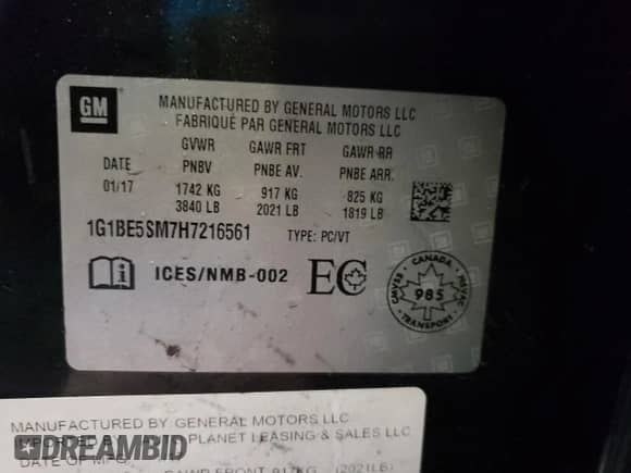 2017 Chevrolet Cruze LT с VIN 1G1BE5SM7H7216561, выставлен на аукционе Copart как лот 70978522 с пробегом 53 182 миль миль и . История ставок и продаж доступна на DreamBid. Изображение 12.