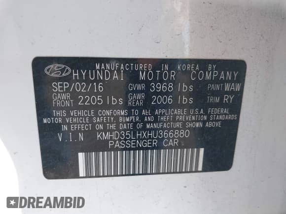 2017 Hyundai Elantra с VIN KMHD35LHXHU366880, выставлен на аукционе IAAI как лот 43303369 с пробегом 144 742 миль миль и . История ставок и продаж доступна на DreamBid. Изображение 9.