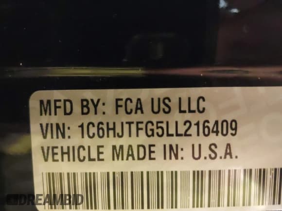 ✅ 2020 Jeep Gladiator Overland • VIN: 1C6HJTFG5LL216409 • Lot: 43627529. Wystawiony na IAAI z przebiegiem 83 052 mil. Bezpłatny archiwum sprzedaży aukcyjnych z USA i szczegółowy raport historii pojazdu na DreamBid. Zdjęcie 9.