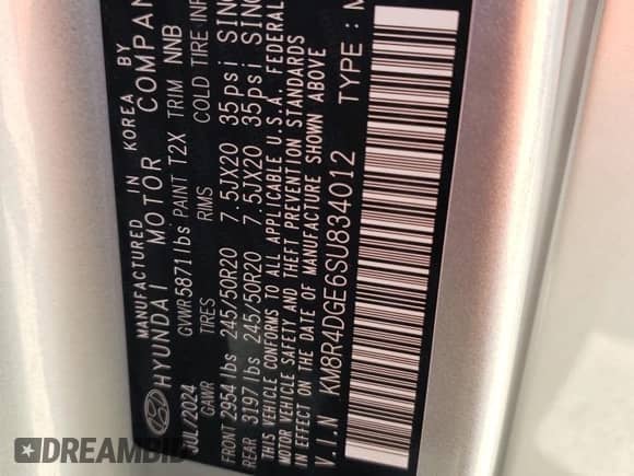 2025 Hyundai Palisade SEL Premium с VIN KM8R4DGE6SU834012, выставлен на аукционе Copart как лот 73240724 с пробегом 816 миль миль и На запчасти • Non repairable. История ставок и продаж доступна на DreamBid. Изображение 14.