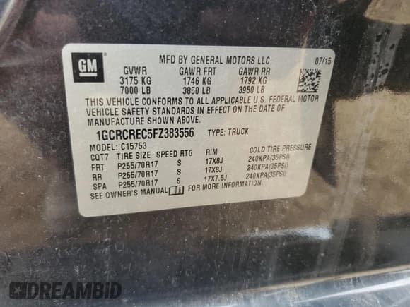 ✅ 2015 Chevrolet Silverado 1500 LT • VIN: 1GCRCREC5FZ383556 • Лот: 89916045. Опубликован ранее на Copart с пробегом 165 425 миль. Бесплатный доступ к архиву аукционных продаж из США и подробный отчёт об истории автомобиля на DreamBid. Изображение 13.