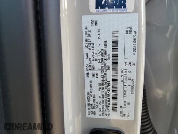 ✅ 2024 Ford F-150 XLT • VIN: 1FTFW3L87RKE47969 • Lot: 46361745. Listed on Copart with 1,010 mi. Free auction sales archive from the USA and detailed vehicle history report at DreamBid. Image 13.