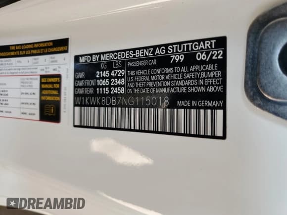 ✅ 2022 Mercedes-Benz C 300 • VIN: W1KWK8DB7NG115018 • Lot: 52892615. Wystawiony na Copart z przebiegiem 37 226 mil. Bezpłatny archiwum sprzedaży aukcyjnych z USA i szczegółowy raport historii pojazdu na DreamBid. Zdjęcie 12.