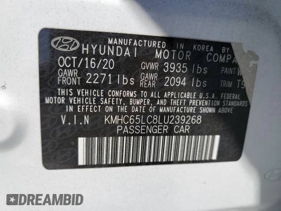 2020 Hyundai Ioniq Blue с VIN KMHC65LC8LU239268, выставлен на аукционе Copart как лот 68914634 с пробегом 88 636 миль миль и Списание • Salvage title. История ставок и продаж доступна на DreamBid. Изображение 13.