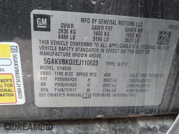 ✅ 2014 Buick Enclave Leather • VIN: 5GAKVBKD2EJ110623 • Lot: 43479126. Listed on IAAI with 197,323 mi. Free auction sales archive from the USA and detailed vehicle history report at DreamBid. Image 9.