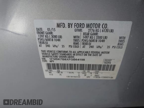 ✅ 2015 Ford Explorer • VIN: 1FM5K7B8XFGB64198 • Лот: 43251851. Опубликован ранее на IAAI с пробегом 139 832 миль. Бесплатный доступ к архиву аукционных продаж из США и подробный отчёт об истории автомобиля на DreamBid. Изображение 9.