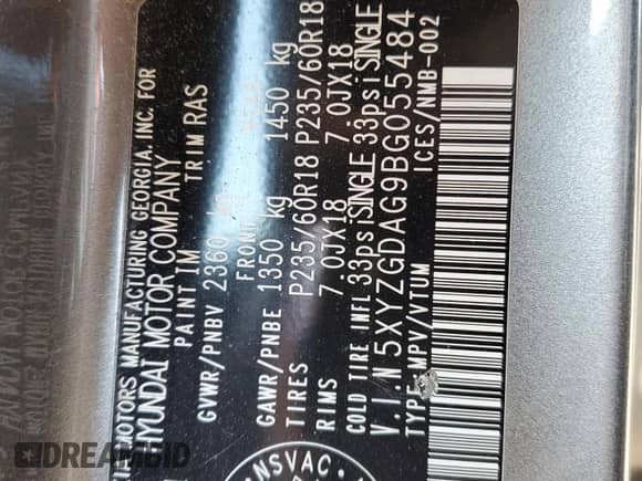 ✅ 2011 Hyundai Santa Fe GLS • VIN: 5XYZGDAG9BG055484 • Лот: 67952784. Размещён на Copart с пробегом 179 708 миль миль. Получите бесплатный доступ к архиву аукционных продаж из США и посмотрите подробный отчёт об истории автомобиля на DreamBid. Изображение 12.