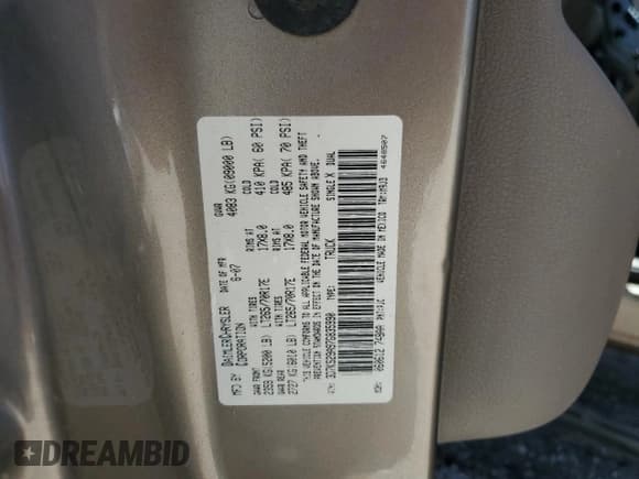 ✅ 2007 Dodge 2500 SLT • VIN: 3D7KS29A97G835990 • Лот: 57505825. Опубликован ранее на Copart с пробегом 304 919 миль. Бесплатный доступ к архиву аукционных продаж из США и подробный отчёт об истории автомобиля на DreamBid. Изображение 12.