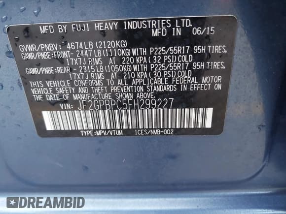 ✅ 2015 Subaru Crosstrek Touring • VIN: JF2GPBPC5FH299227 • Лот: 41974814. Опубликован ранее на IAAI с пробегом 45 464 миль. Бесплатный доступ к архиву аукционных продаж из США и подробный отчёт об истории автомобиля на DreamBid. Изображение 9.