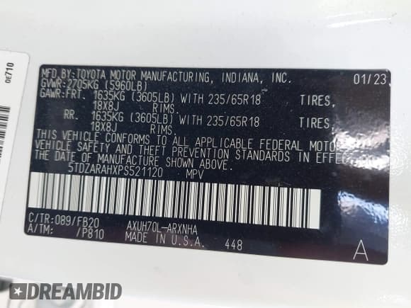 ✅ 2023 Toyota Highlander Hybrid LE • VIN: 5TDZARAHXPS521120 • Лот: 43486764. Опубликован ранее на IAAI с пробегом 86 264 миль. Бесплатный доступ к архиву аукционных продаж из США и подробный отчёт об истории автомобиля на DreamBid. Изображение 9.