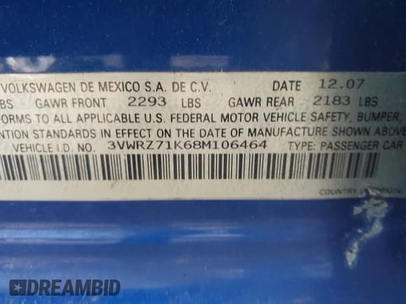 ✅ 2008 Volkswagen Jetta SE • VIN: 3VWRZ71K68M106464 • Лот: 42409710. Опубликован ранее на IAAI с пробегом 113 180 миль. Бесплатный доступ к архиву аукционных продаж из США и подробный отчёт об истории автомобиля на DreamBid. Изображение 9.