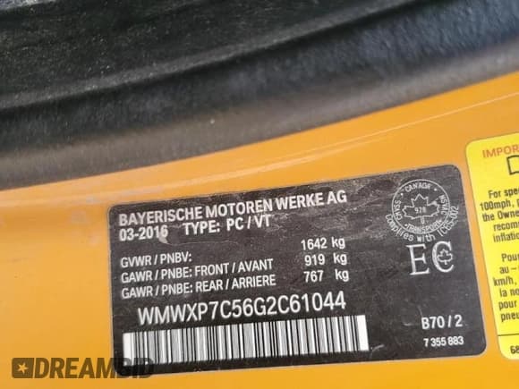 ✅ 2016 MINI Hardtop S • VIN: WMWXP7C56G2C61044 • Lot: 71831815. Wystawiony na Copart z przebiegiem 130 698 mil. Bezpłatny archiwum sprzedaży aukcyjnych z USA i szczegółowy raport historii pojazdu na DreamBid. Zdjęcie 12.