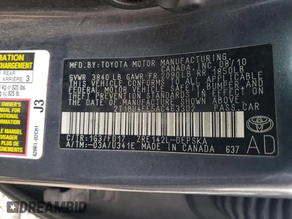 ✅ 2010 Toyota Corolla • VIN: 2T1BU4EE5AC463302 • Lot: 90773825. Wystawiony na Copart z przebiegiem 259 123 mil. Bezpłatny archiwum sprzedaży aukcyjnych z USA i szczegółowy raport historii pojazdu na DreamBid. Zdjęcie 13.