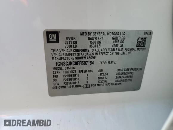 ✅ 2015 Chevrolet Suburban LT • VIN: 1GNSCJKC0FR607184 • Lot: 78320194. Wystawiony na Copart z przebiegiem 166 454 mil. Bezpłatny archiwum sprzedaży aukcyjnych z USA i szczegółowy raport historii pojazdu na DreamBid. Zdjęcie 13.