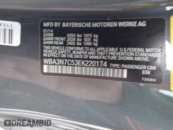✅ 2014 BMW 4 Series 428i • VIN: WBA3N7C53EK220174 • Lot: 43531989. Wystawiony na IAAI z przebiegiem 122 201 mil. Bezpłatny archiwum sprzedaży aukcyjnych z USA i szczegółowy raport historii pojazdu na DreamBid. Zdjęcie 9.