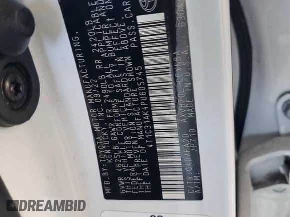 2023 Toyota Camry Hybrid LE with VIN 4T1C31AK4PU605745, listed as a Copart auction lot 81303545 with 92,064 mi miles and Clean title. Bid and sale history available at DreamBid. Image 12.