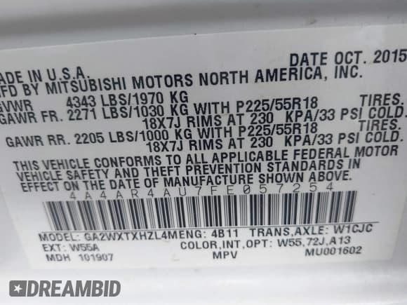 ✅ 2015 Mitsubishi Outlander SE • VIN: 4A4AR4AU7FE057254 • Lot: 43456591. Wystawiony na IAAI z przebiegiem 115 762 mil. Bezpłatny archiwum sprzedaży aukcyjnych z USA i szczegółowy raport historii pojazdu na DreamBid. Zdjęcie 9.