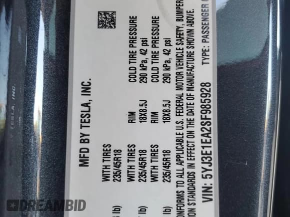 ✅ 2025 Tesla Model 3 Long Range • VIN: 5YJ3E1EA2SF985928 • Lot: 87416225. Listed on Copart with 7,673 mi. Free auction sales archive from the USA and detailed vehicle history report at DreamBid. Image 12.