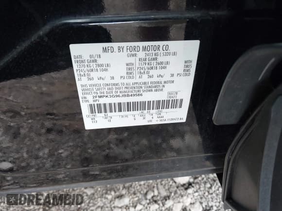 ✅ 2018 Ford Edge SE • VIN: 2FMPK3G96JBB49586 • Lot: 40161095. Wystawiony na IAAI z przebiegiem 88 281 mil. Bezpłatny archiwum sprzedaży aukcyjnych z USA i szczegółowy raport historii pojazdu na DreamBid. Zdjęcie 9.
