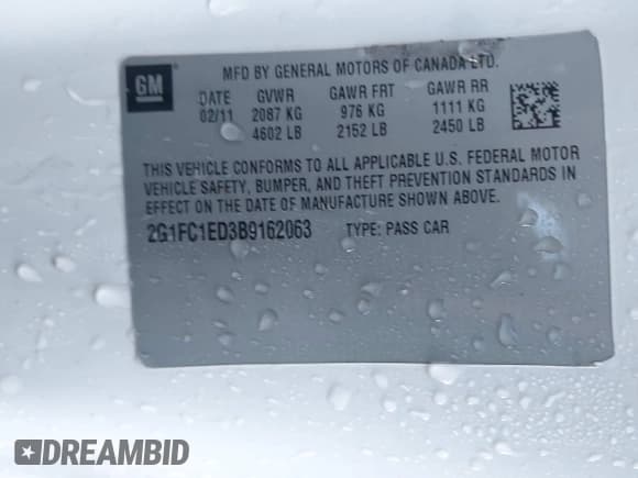 ✅ 2011 Chevrolet Camaro 2LT • VIN: 2G1FC1ED3B9162063 • Lot: 43534445. Listed on IAAI with 133,425 mi. Free auction sales archive from the USA and detailed vehicle history report at DreamBid. Image 9.