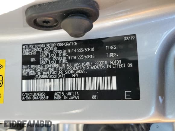 ✅ 2019 Lexus NX 300 • VIN: JTJBARBZ5K2210412 • Lot: 82428885. Wystawiony na Copart z przebiegiem 35 497 mil. Bezpłatny archiwum sprzedaży aukcyjnych z USA i szczegółowy raport historii pojazdu na DreamBid. Zdjęcie 14.