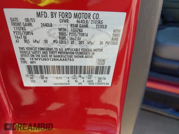 ✅ 2006 Ford Escape XLT • VIN: 1FMYU93126KA55753 • Лот: 42091436. Опубликован ранее на IAAI с пробегом 159 001 миль. Бесплатный доступ к архиву аукционных продаж из США и подробный отчёт об истории автомобиля на DreamBid. Изображение 9.