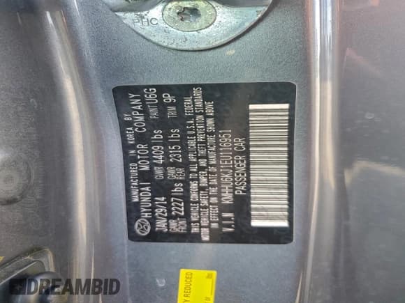 ✅ 2014 Hyundai Genesis Coupe Ultimate • VIN: KMHHU6KJ1EU116951 • Lot: 94001635. Listed on Copart with Not provided. Free auction sales archive from the USA and detailed vehicle history report at DreamBid. Image 12.